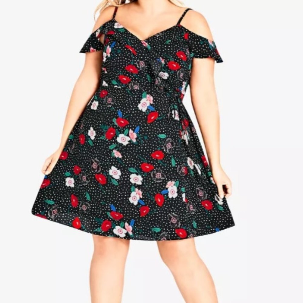 Trendy Plus Size Cold-Shoulder Wrap Dress